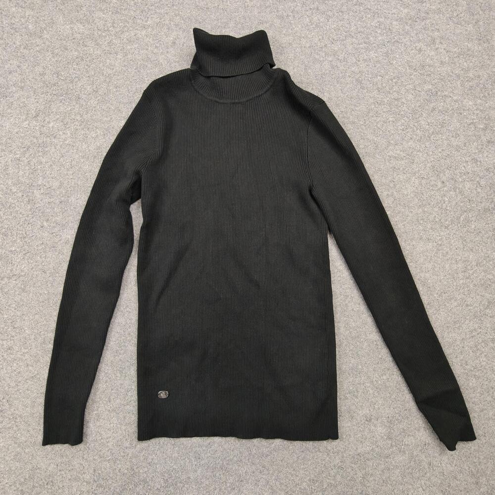 Lauren Ralph Lauren Sweater Womens Medium Black Turtleneck Slim Knit Pullover